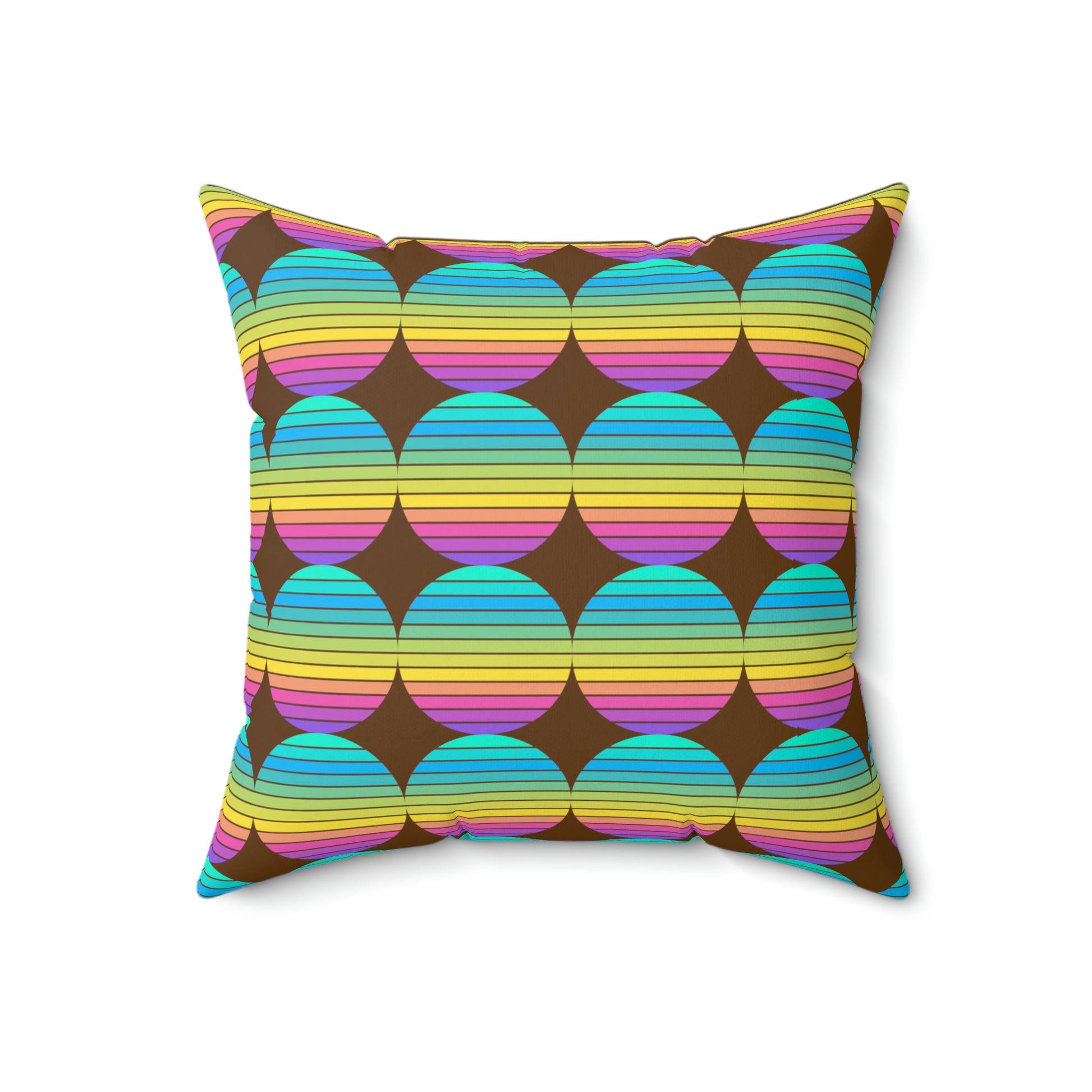 Retro Circle Spun Polyester Square Pillow-Brown - Misfit Marketing Designs