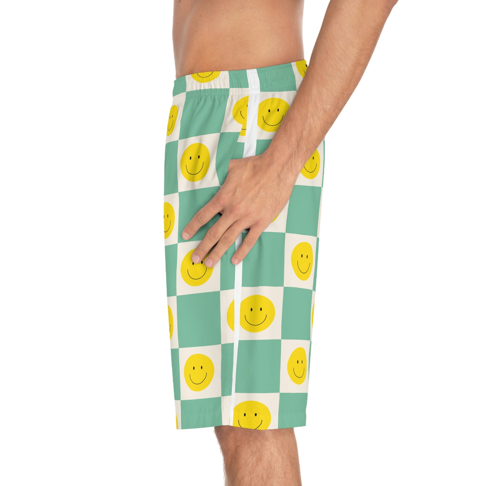 Retro Smiley Face Board Shorts - Misfit Marketing Designs