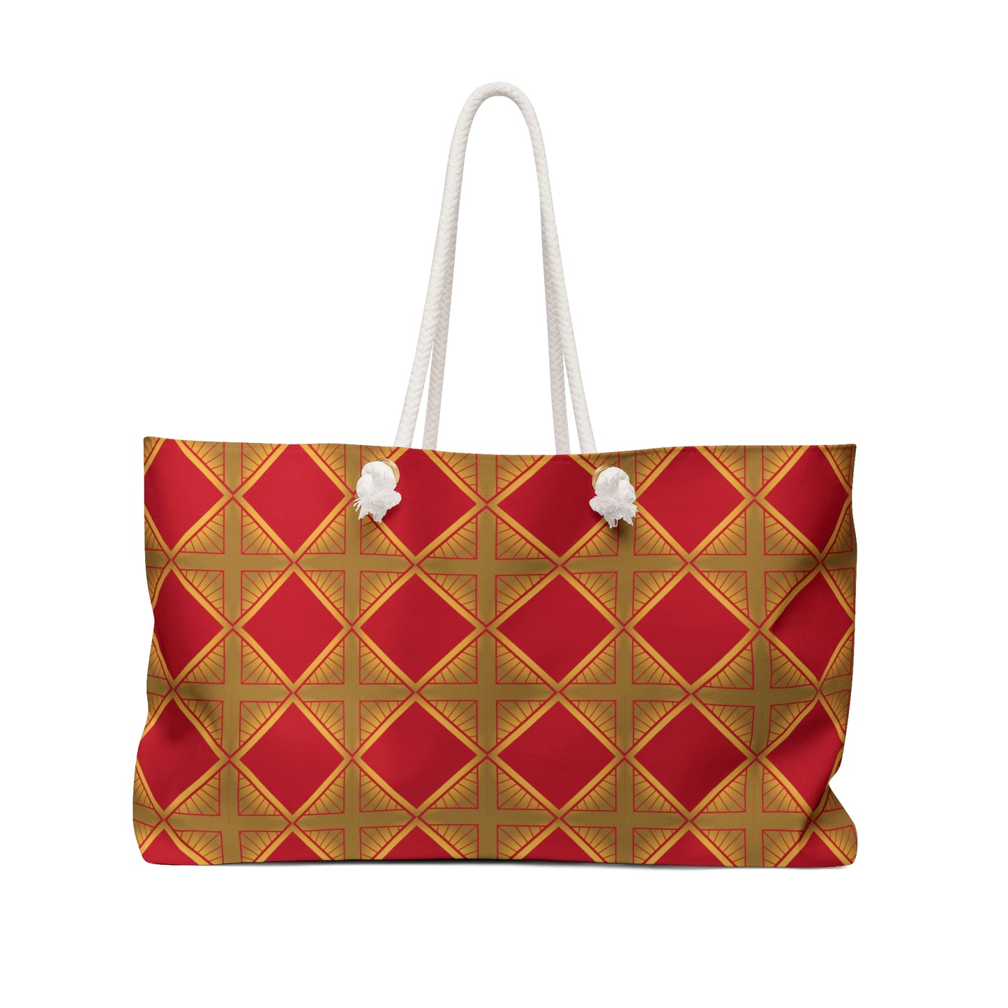 Red and Gold Geometric Weekender Bag - Misfit Marketing Designs