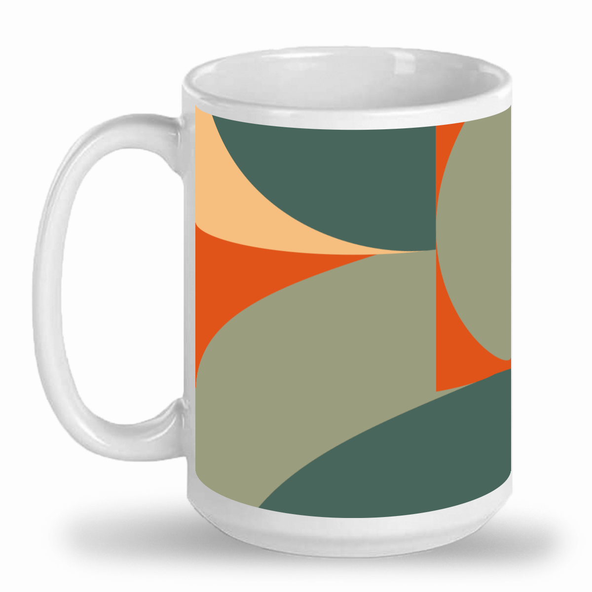 a coffee mug with an abstract design on it