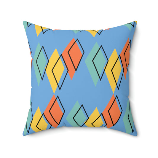 Blue Faux Suede Retro Element Accent Pillow - Misfit Marketing Designs