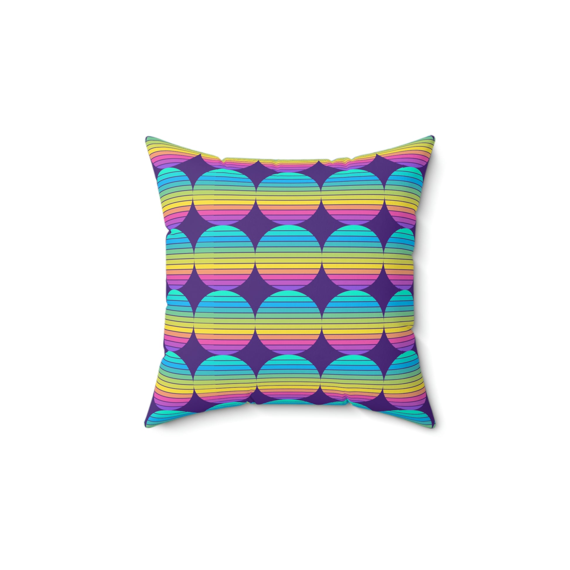 Retro Circle Spun Polyester Square Pillow- Purple - Misfit Marketing Designs