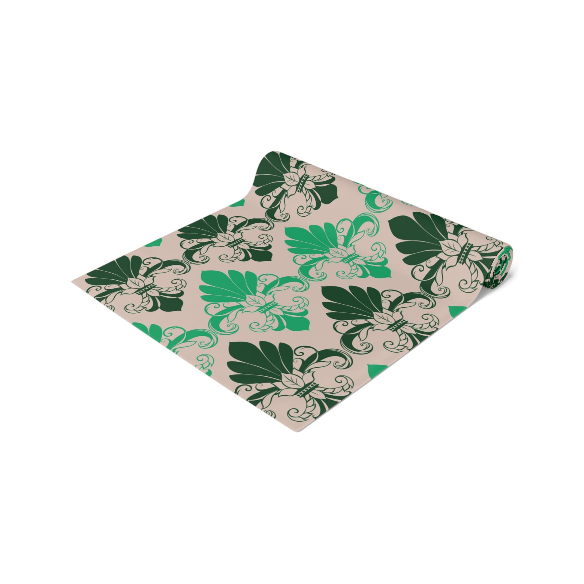 Green Fleur de Lis patterned Table Runner - Misfit Marketing Designs