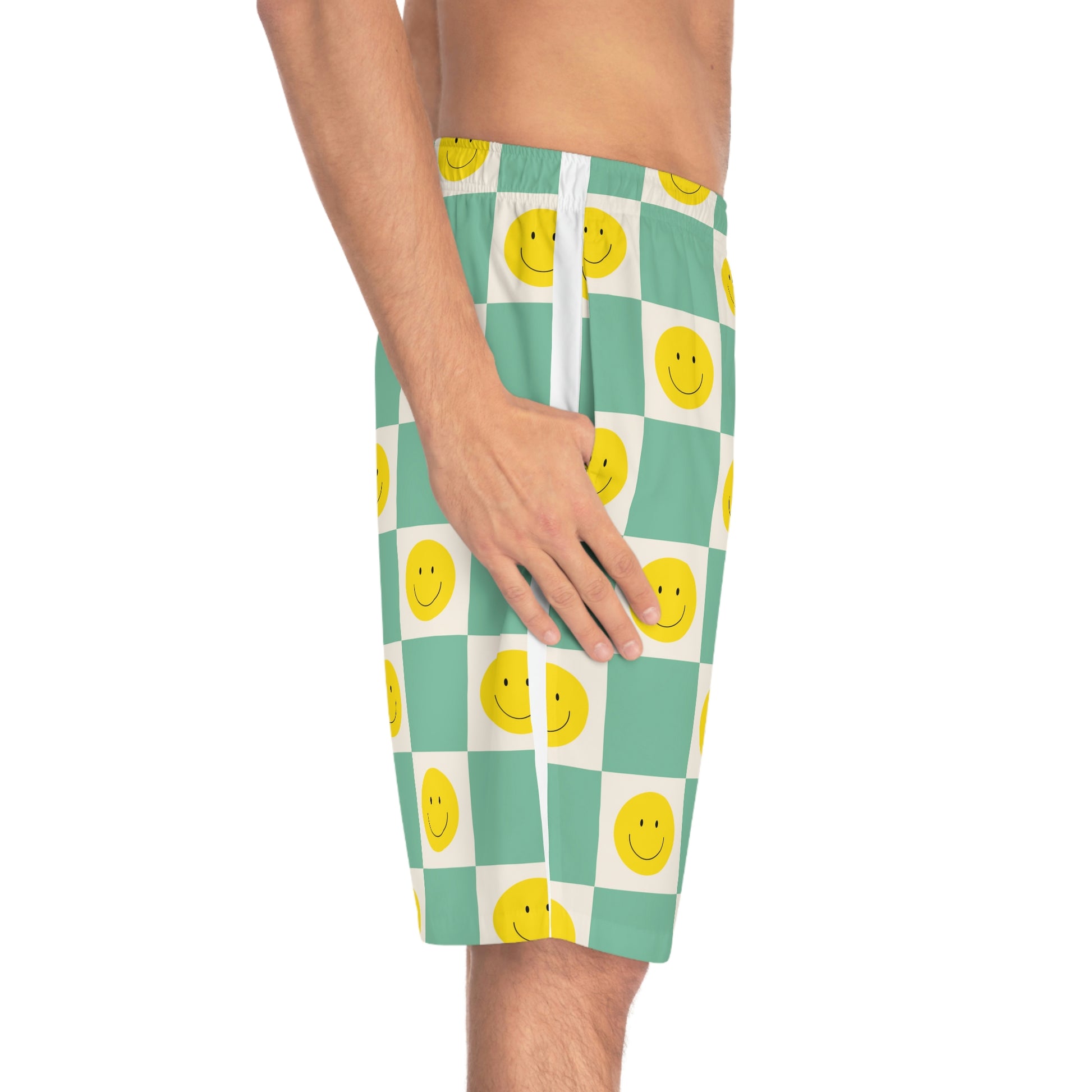 Retro Smiley Face Board Shorts - Misfit Marketing Designs