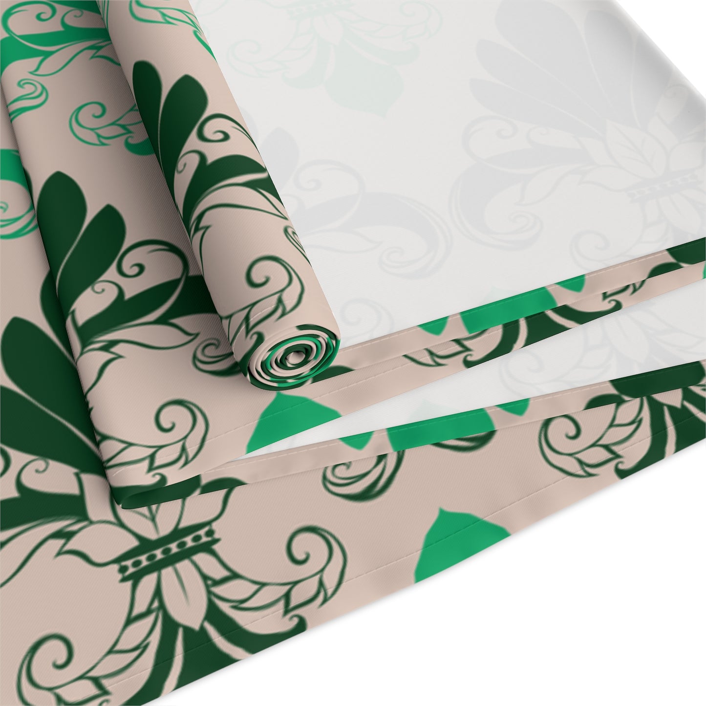 Green Fleur de Lis patterned Table Runner - Misfit Marketing Designs