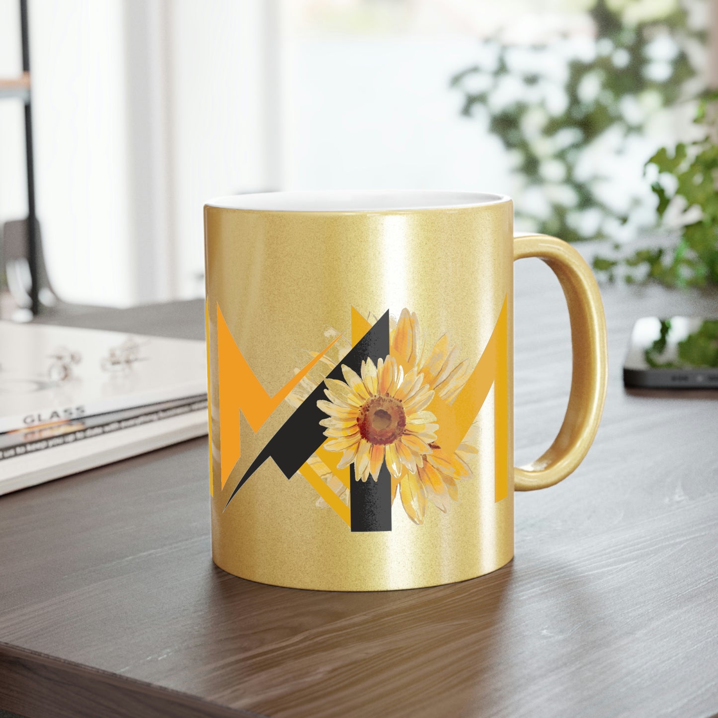 Metallic Mug - Gold or Silver (Mom's Sunflower Design) - Misfit Marketing Designs