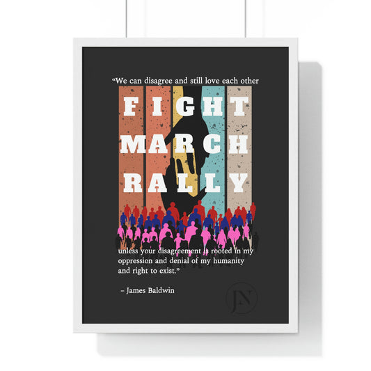 Fight March Rally Framed Vertical Poster - Misfit Marketing Designs