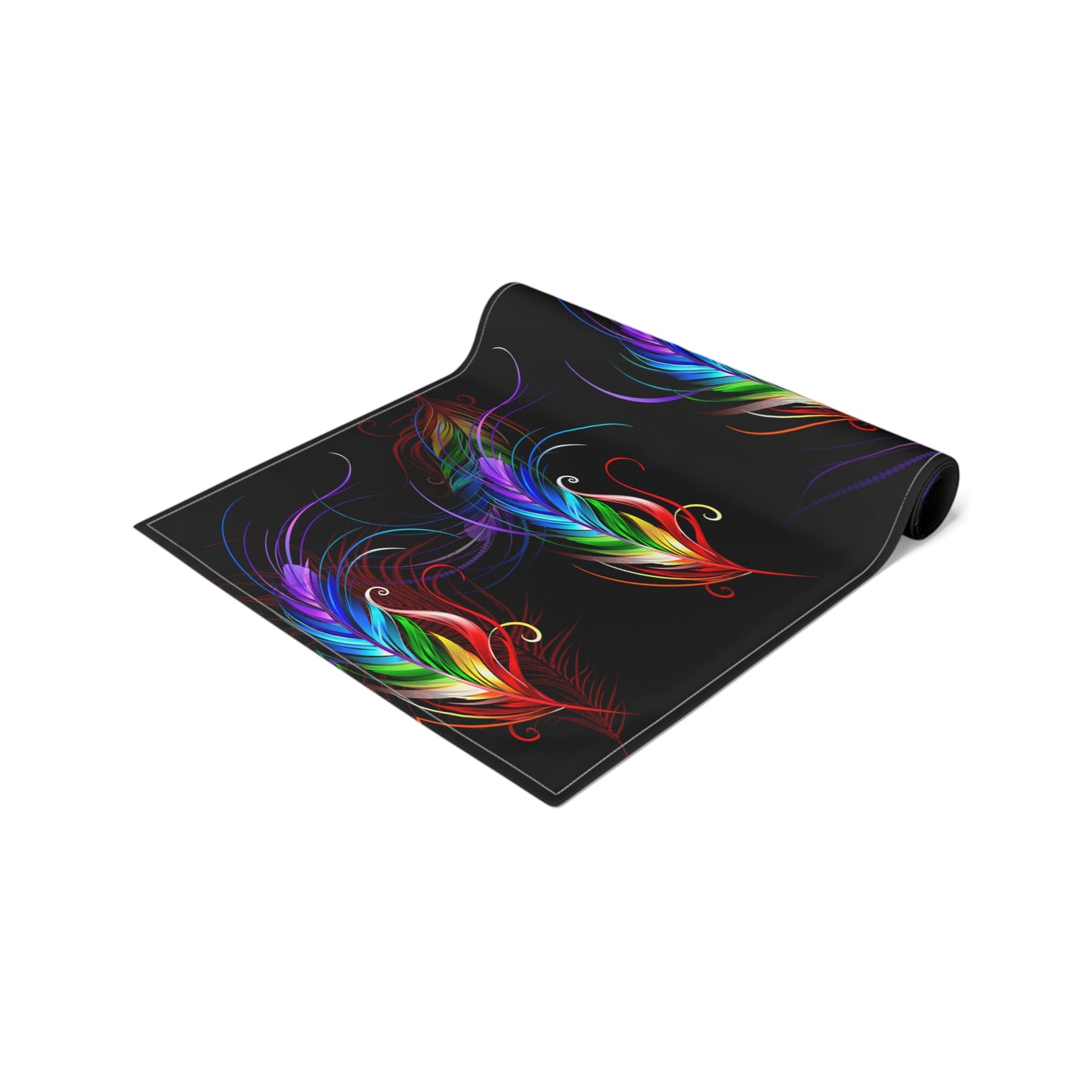 Rainbow Feathers Table Runner - Misfit Marketing Designs