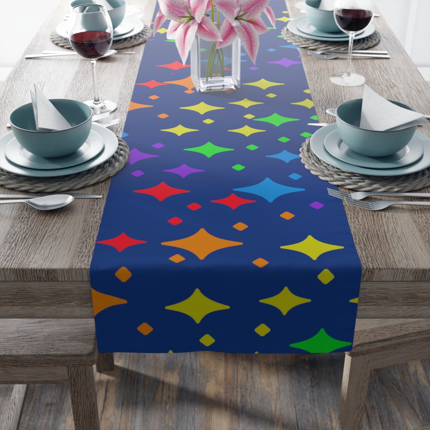 Rainbow Pride Stars Table Runner - Misfit Marketing Designs