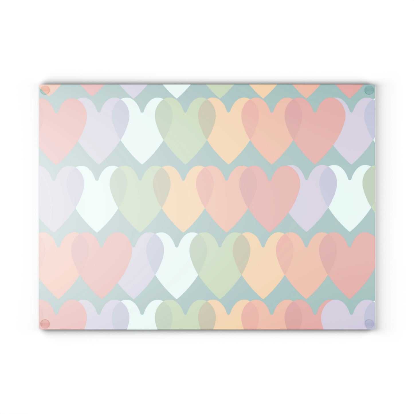 Multicolor Hearts Glass Cutting Board - Misfit Marketing Designs