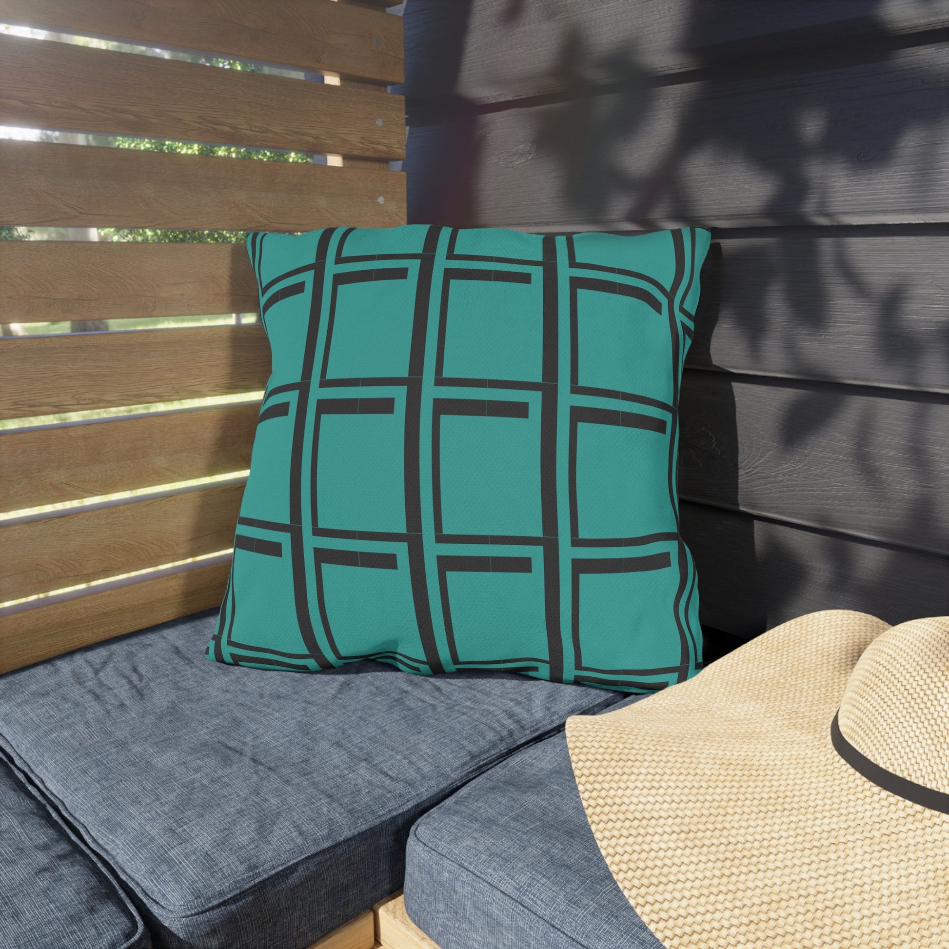 Brilliant Bluish-Green Outdoor Pillows - Misfit Marketing Designs