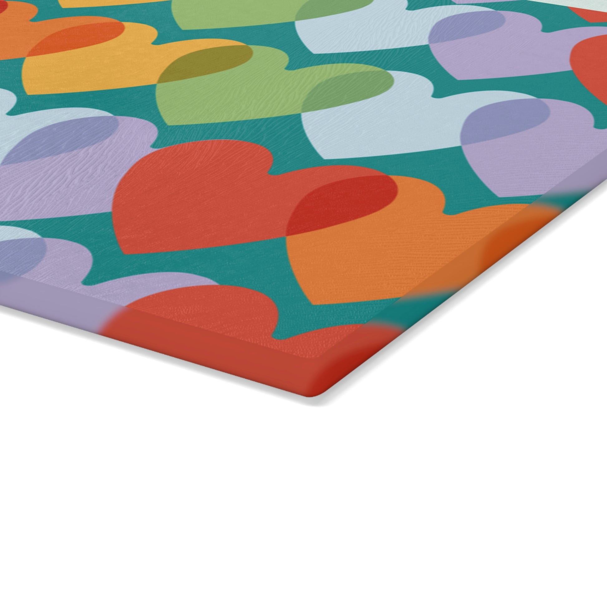 Multicolor Hearts Glass Cutting Board - Misfit Marketing Designs