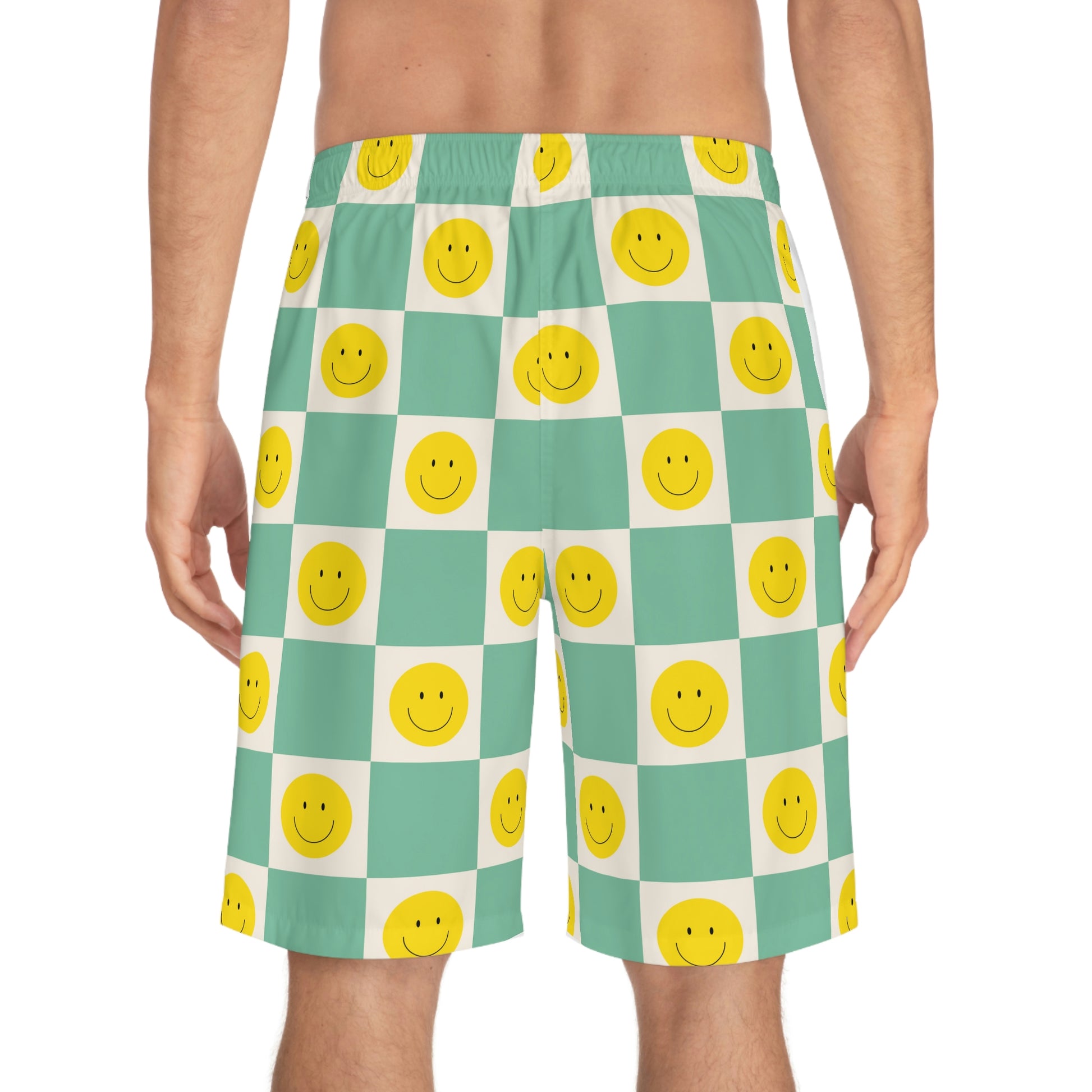 Retro Smiley Face Board Shorts - Misfit Marketing Designs