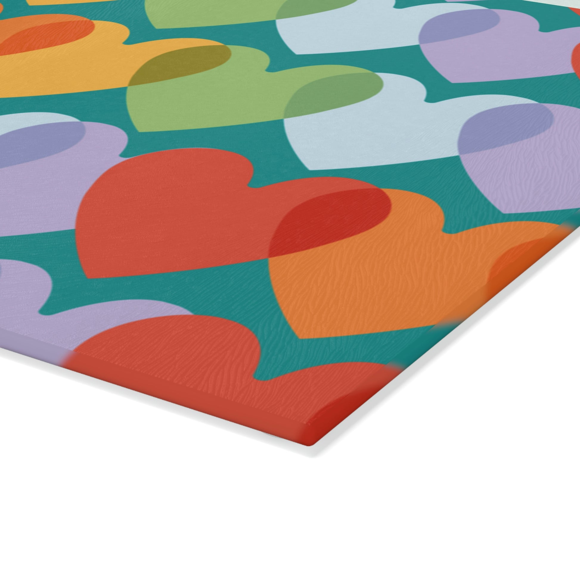 Multicolor Hearts Glass Cutting Board - Misfit Marketing Designs