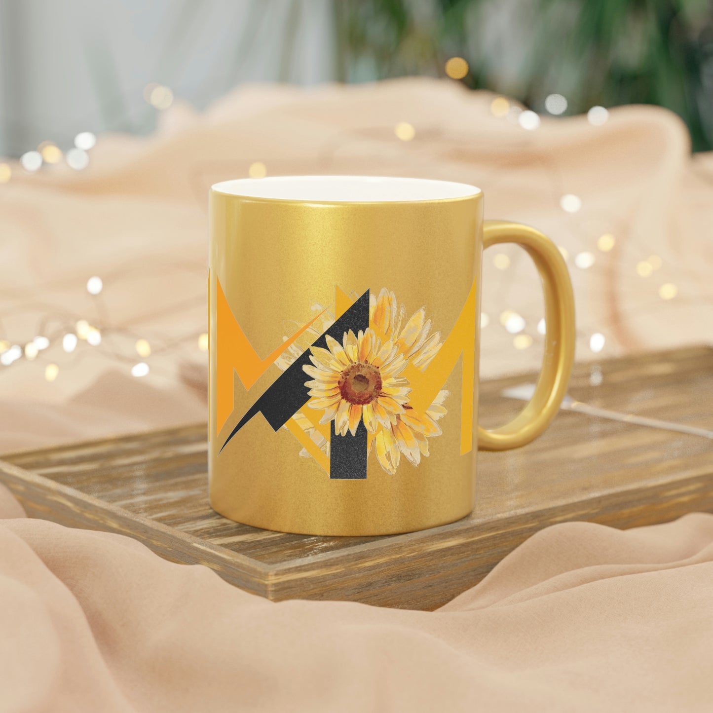 Metallic Mug - Gold or Silver (Mom's Sunflower Design) - Misfit Marketing Designs