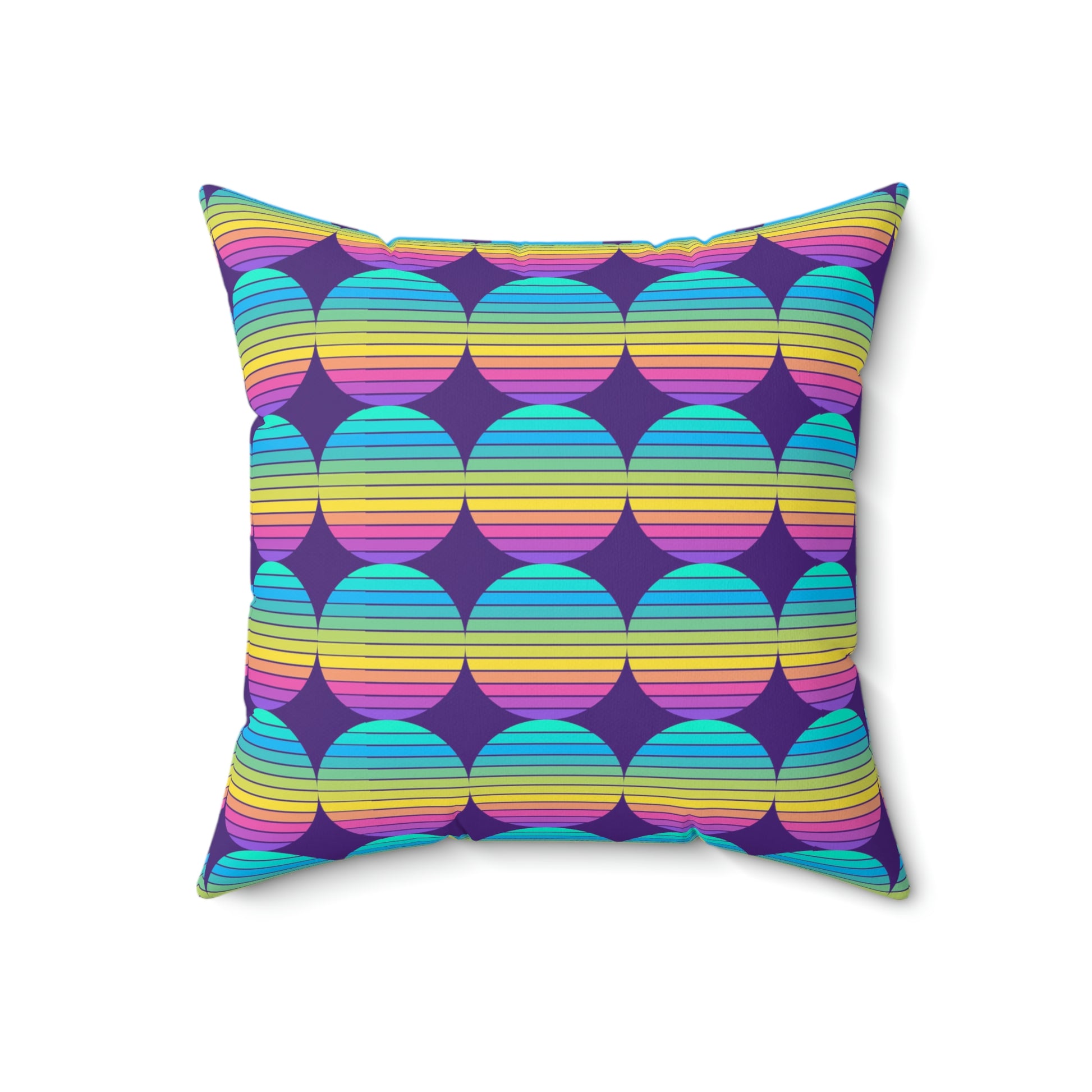 Retro Circle Spun Polyester Square Pillow- Purple - Misfit Marketing Designs