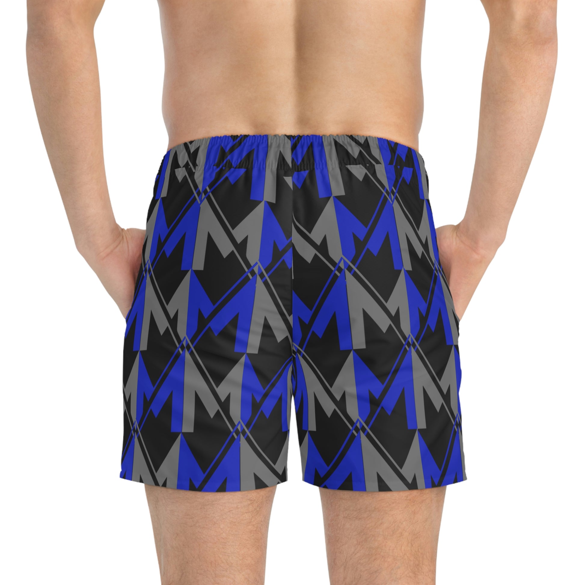 Men's Misfit Blue and Gray Swim Trunks - Misfit Marketing Designs