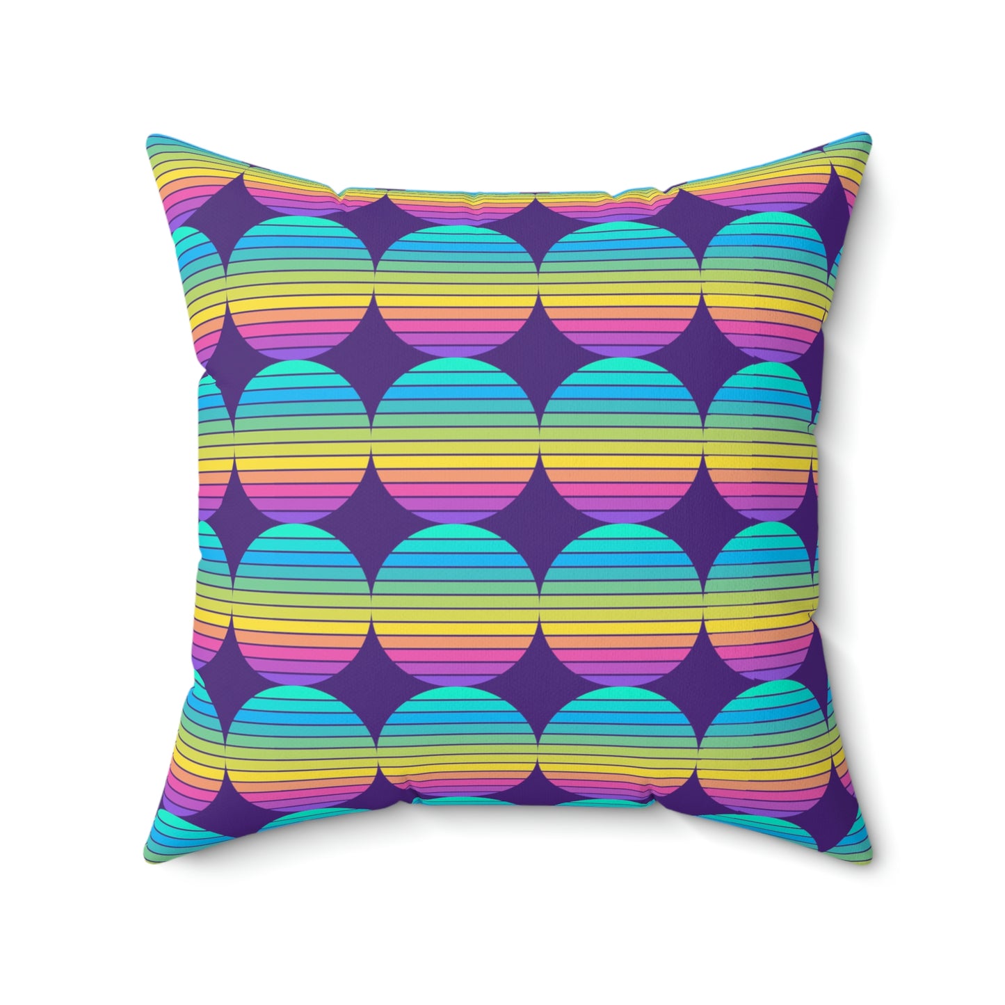 Retro Circle Spun Polyester Square Pillow- Purple - Misfit Marketing Designs