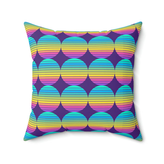 Retro Circle Spun Polyester Square Pillow- Purple - Misfit Marketing Designs