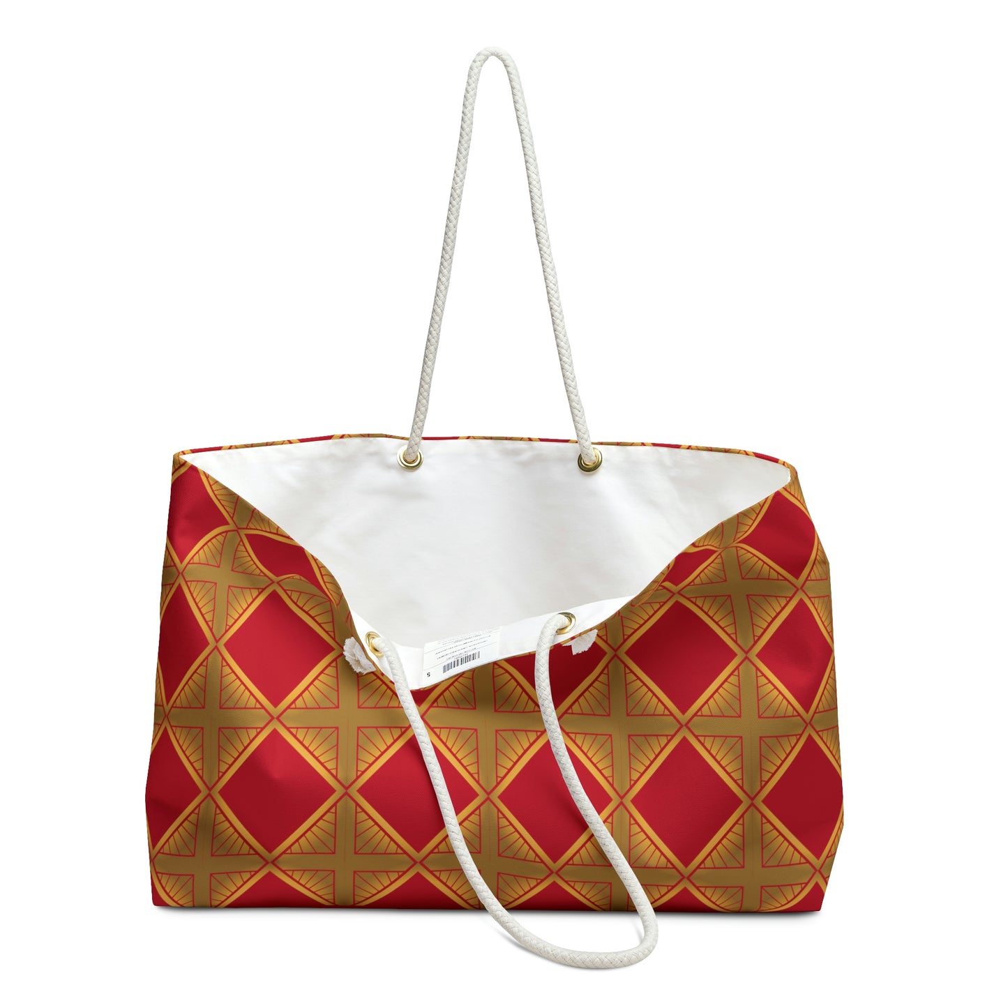 Red and Gold Geometric Weekender Bag - Misfit Marketing Designs