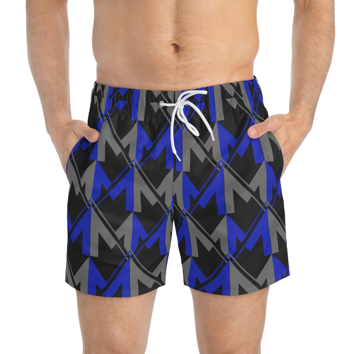 Men's Misfit Blue and Gray Swim Trunks - Misfit Marketing Designs