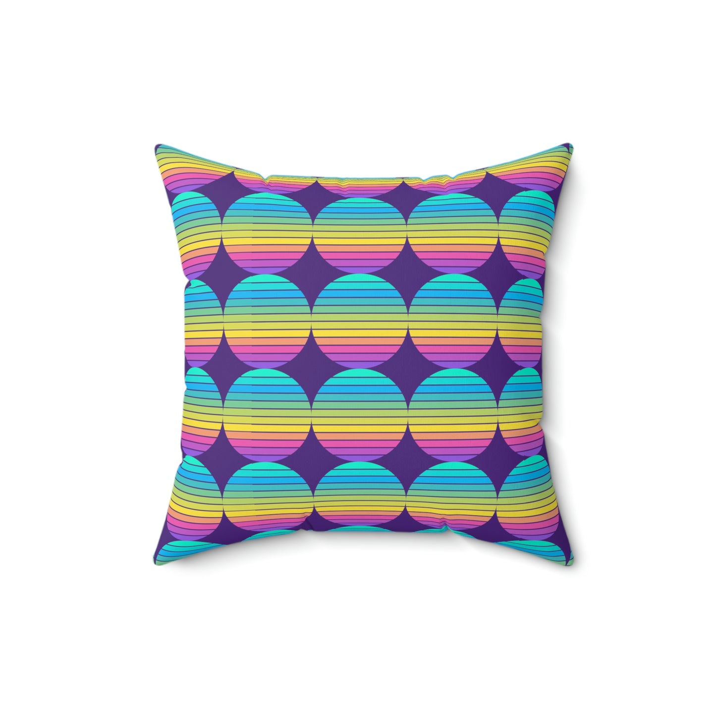 Retro Circle Spun Polyester Square Pillow- Purple - Misfit Marketing Designs