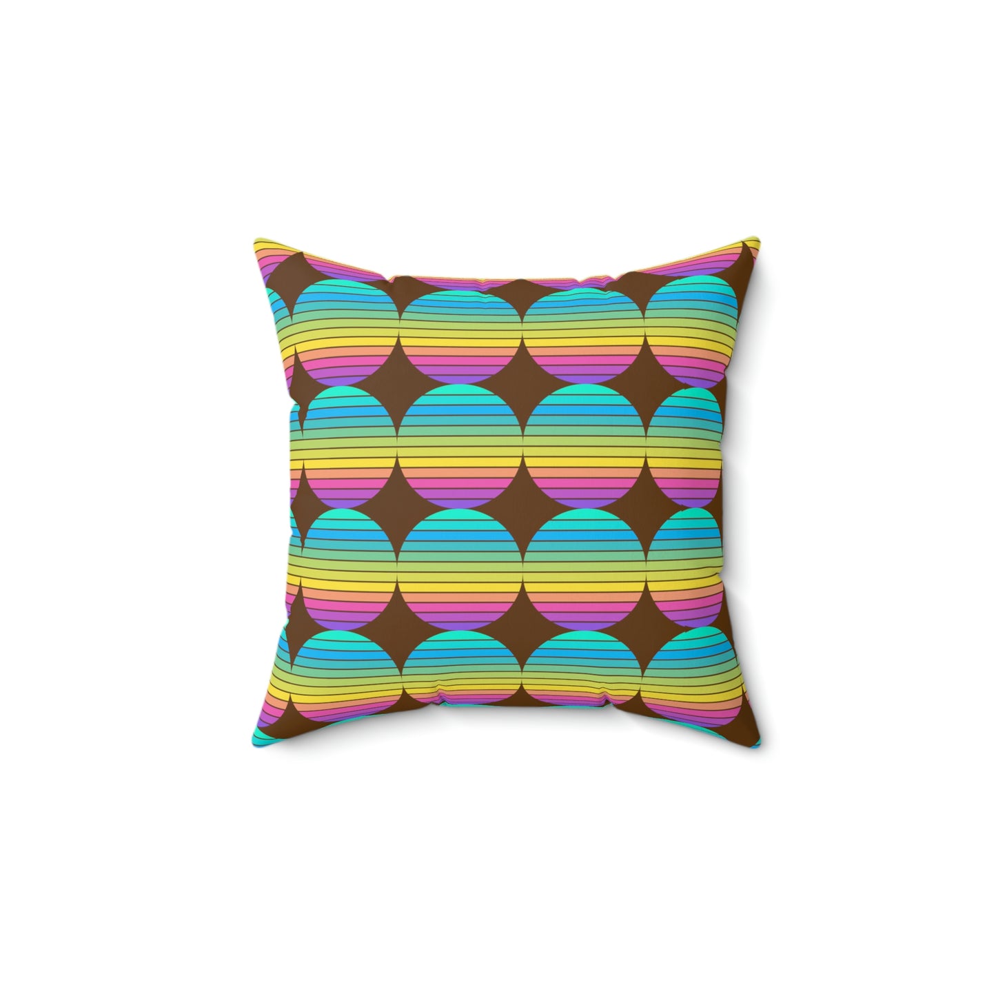 Retro Circle Spun Polyester Square Pillow-Brown - Misfit Marketing Designs