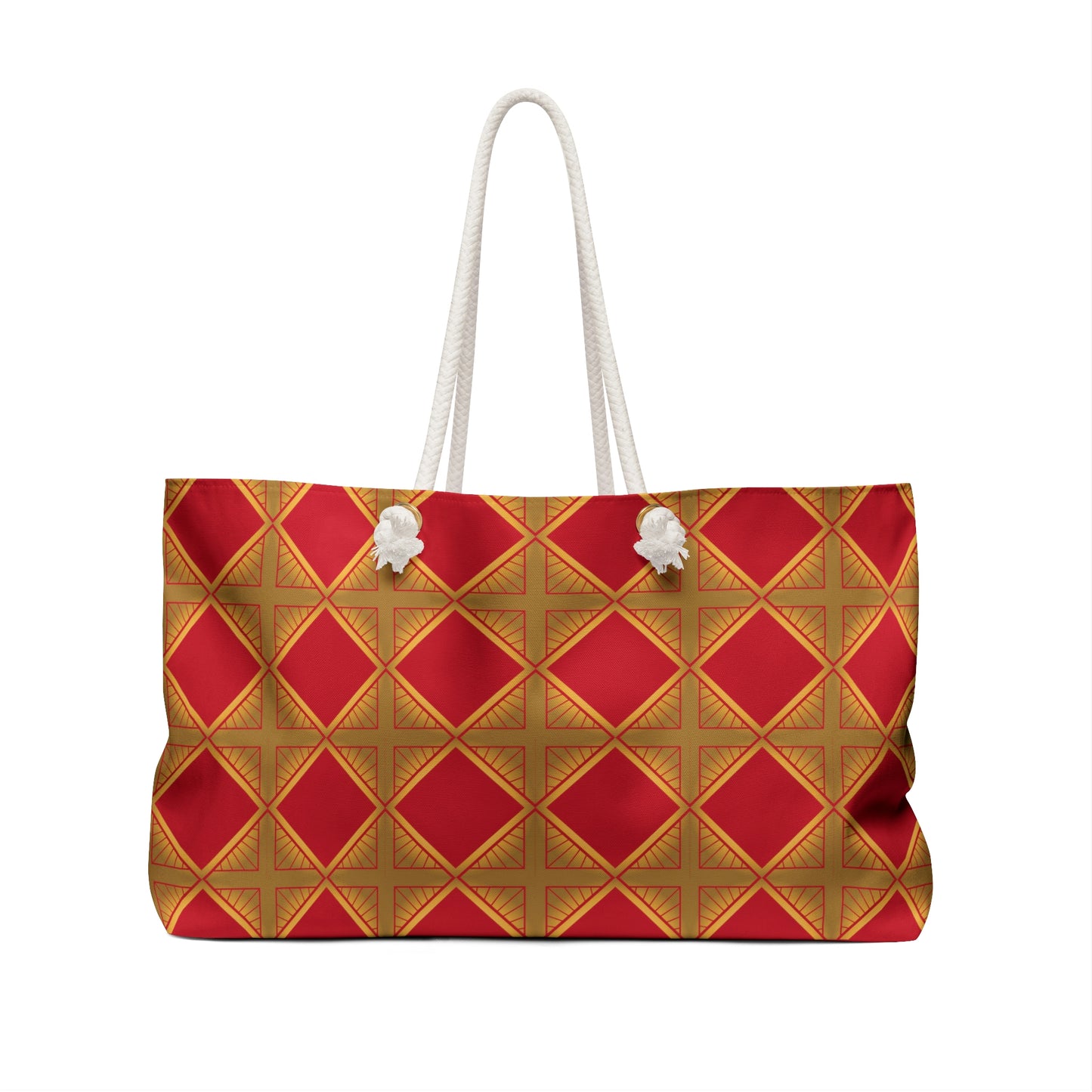 Red and Gold Geometric Weekender Bag - Misfit Marketing Designs