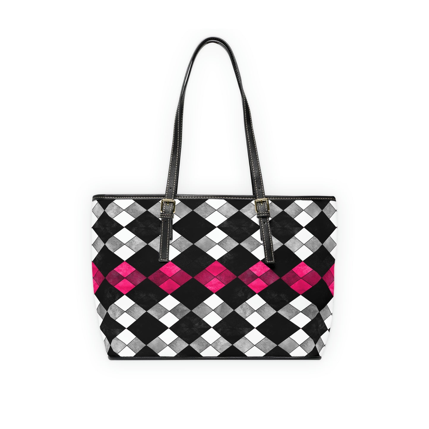 Faux Leather Argyle Pattern Shoulder Bag - Misfit Marketing Designs