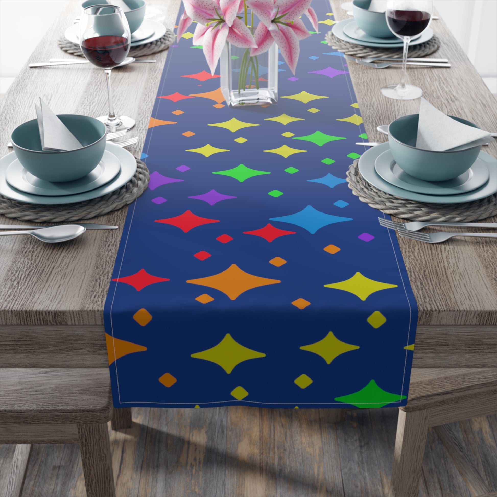 Rainbow Pride Stars Table Runner - Misfit Marketing Designs