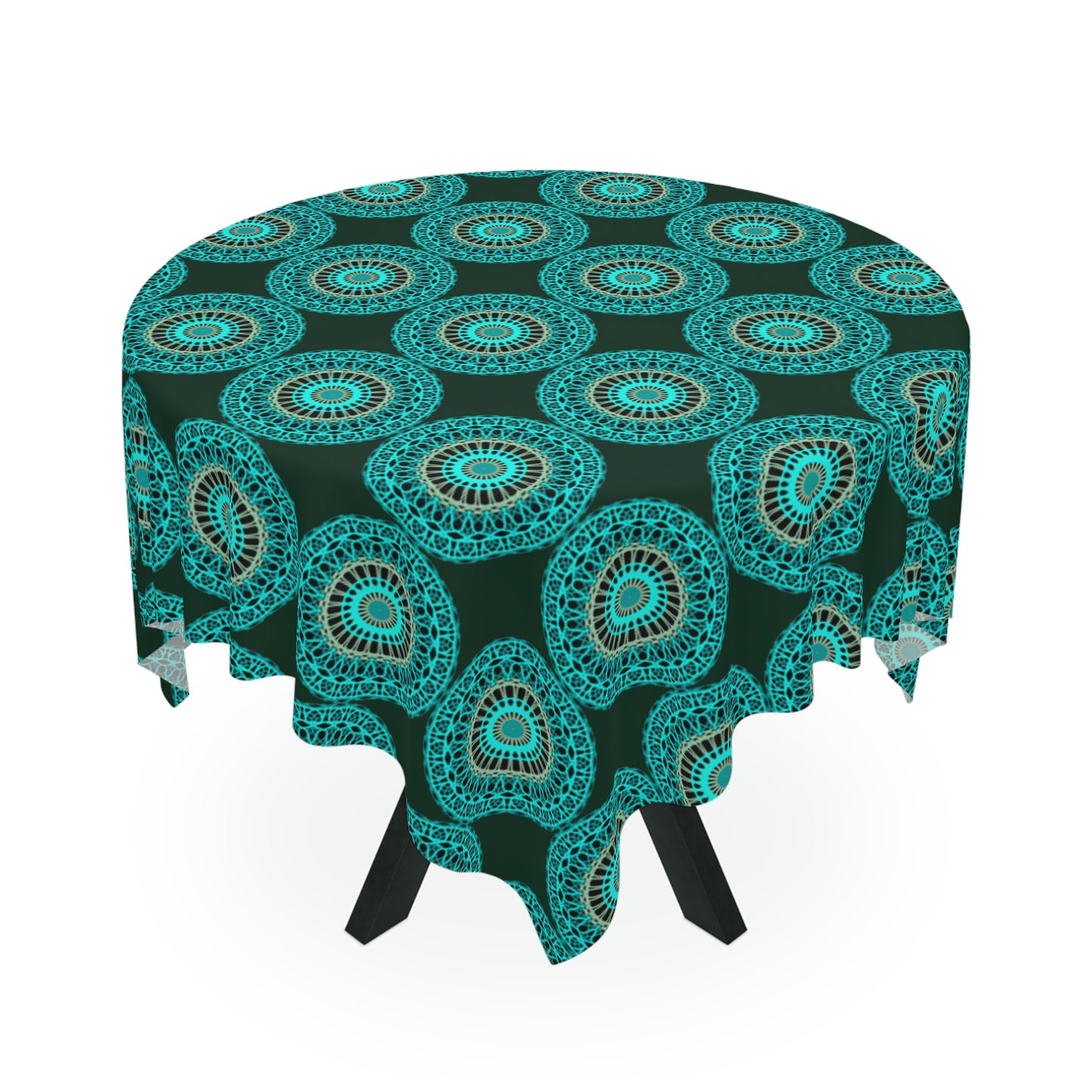 Teal Peacock Tablecloth - Misfit Marketing Designs