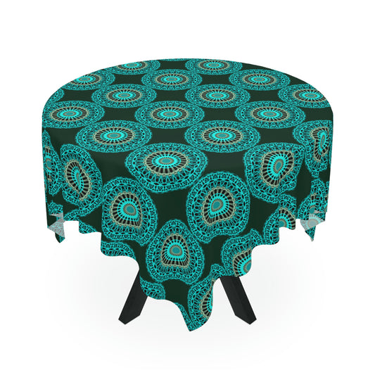 Teal Peacock Tablecloth - Misfit Marketing Designs