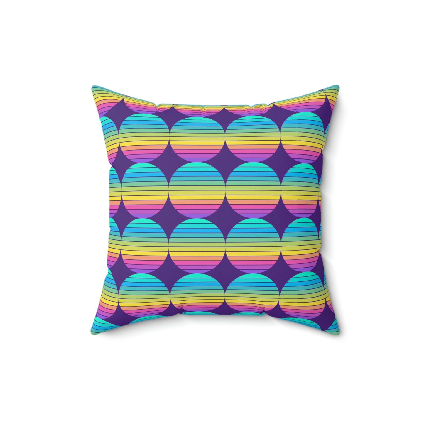 Retro Circle Spun Polyester Square Pillow- Purple - Misfit Marketing Designs