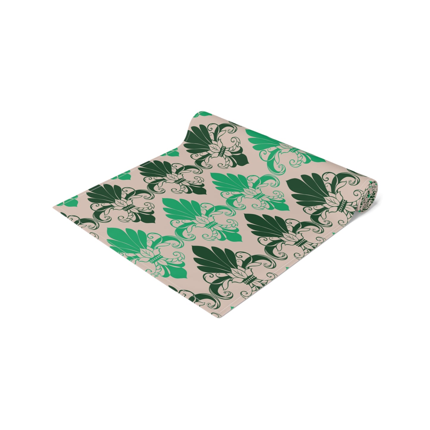 Green Fleur de Lis patterned Table Runner - Misfit Marketing Designs