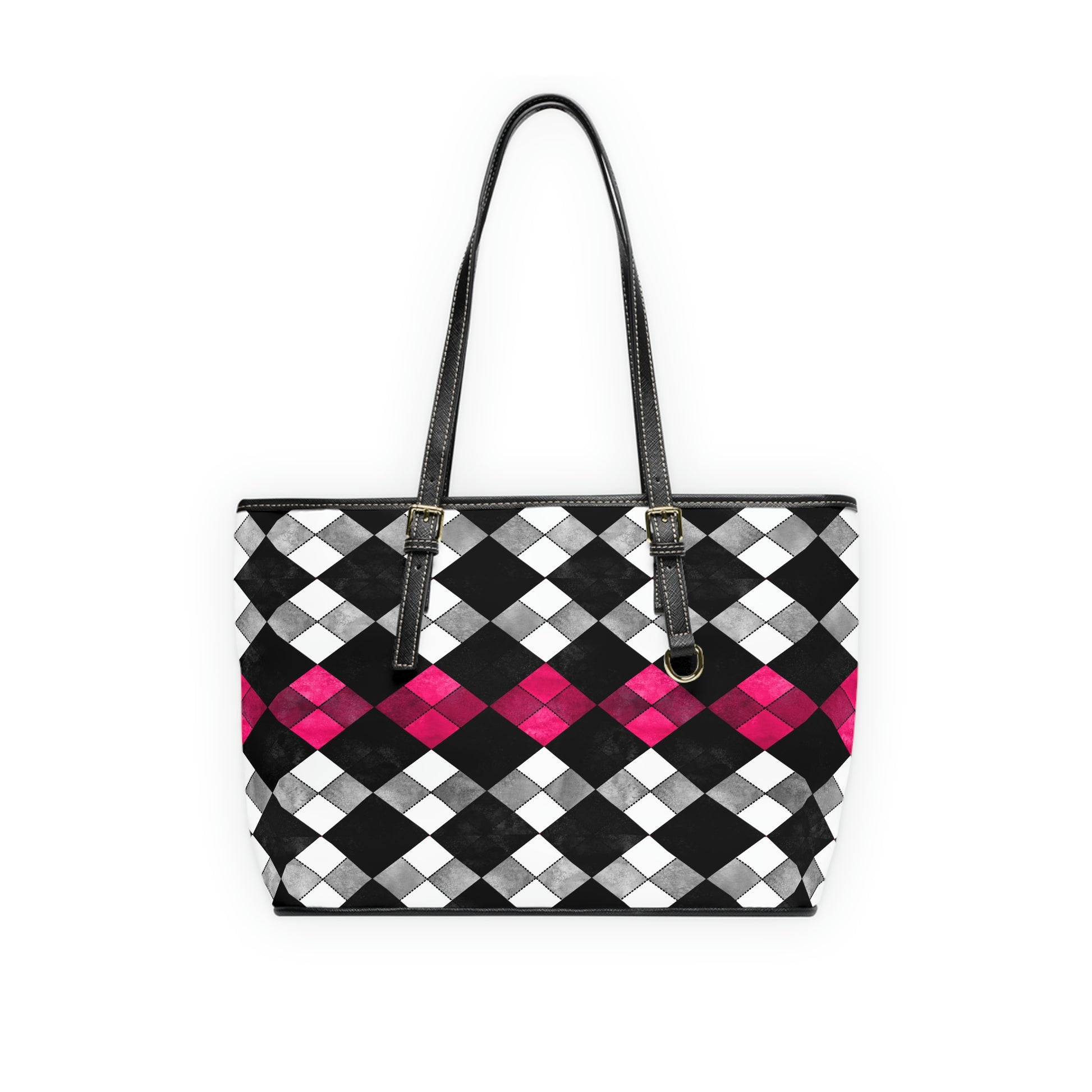 Faux Leather Argyle Pattern Shoulder Bag - Misfit Marketing Designs