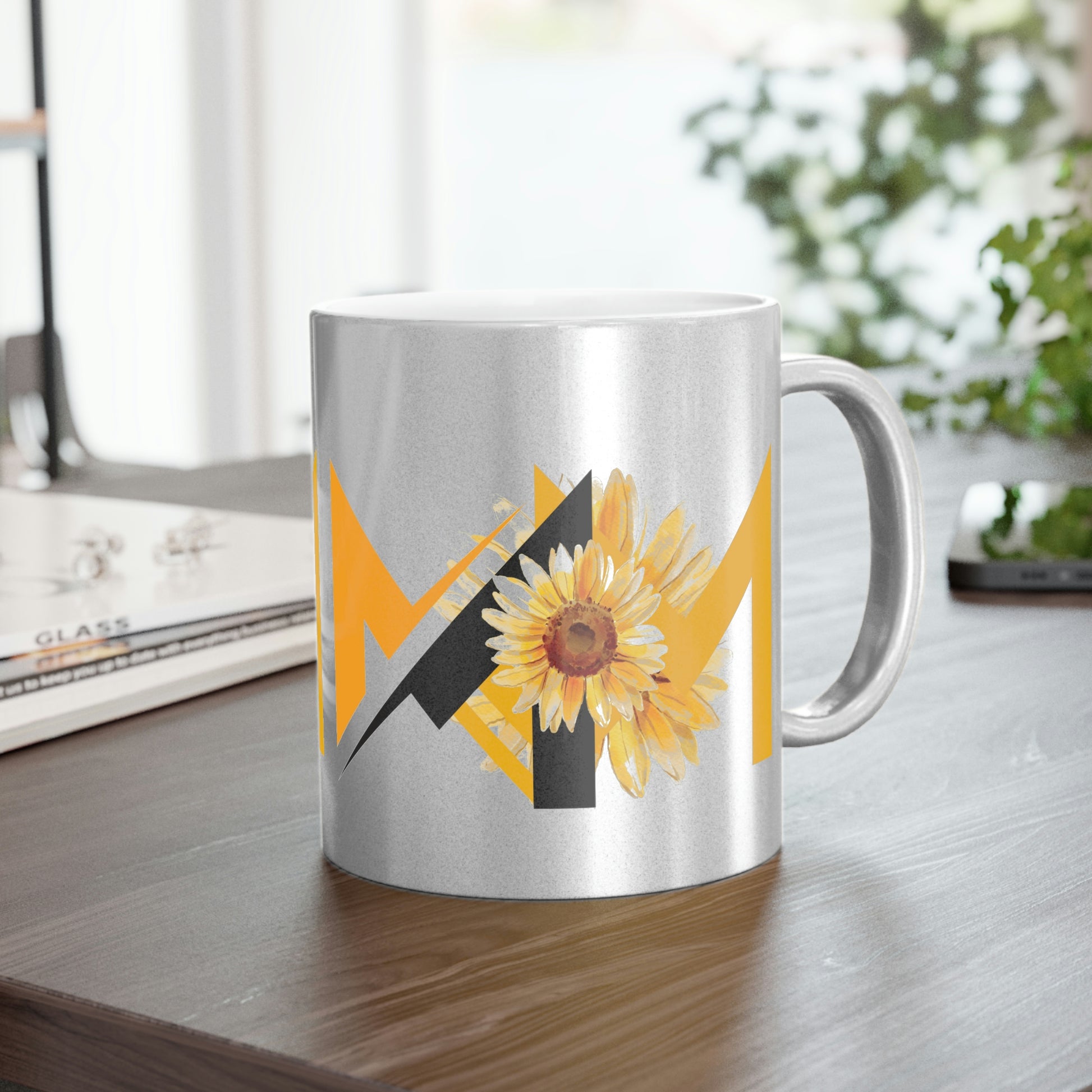 Metallic Mug - Gold or Silver (Mom's Sunflower Design) - Misfit Marketing Designs