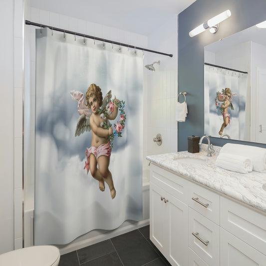 Cherub in the Sky Shower Curtain - Misfit Marketing Designs