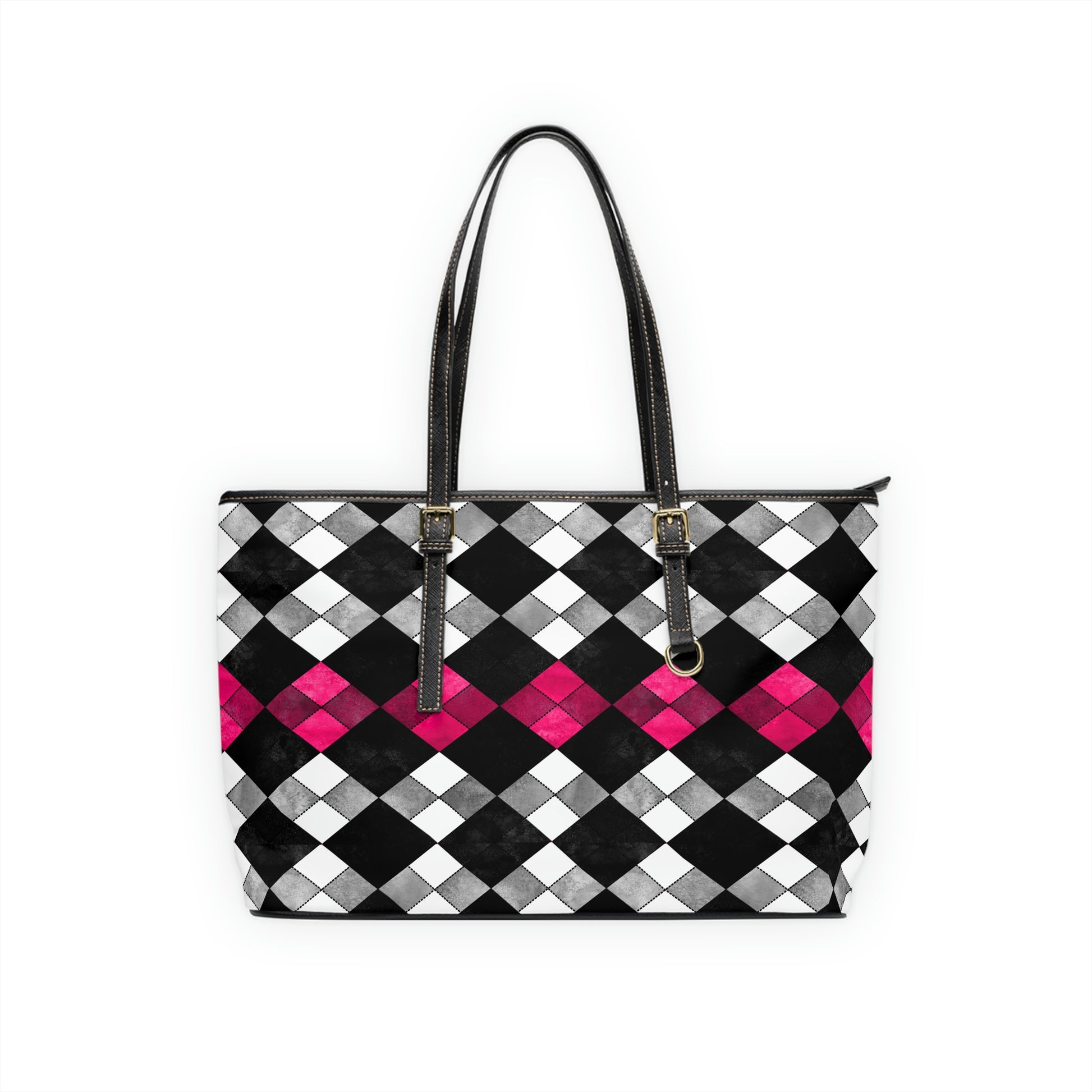 Faux Leather Argyle Pattern Shoulder Bag - Misfit Marketing Designs