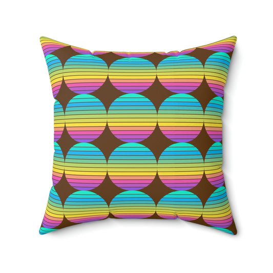 Retro Circle Spun Polyester Square Pillow-Brown - Misfit Marketing Designs