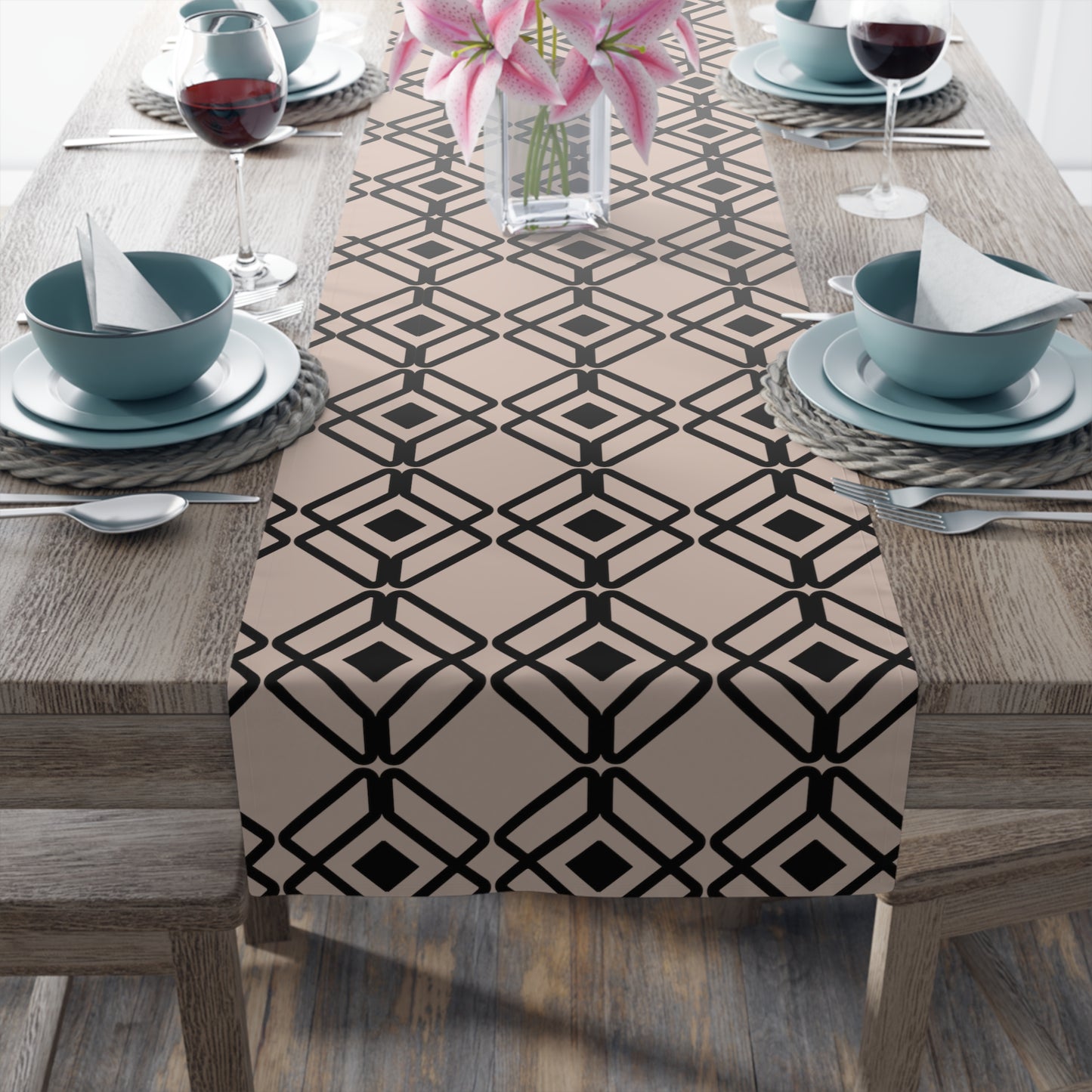 Art Deco Table Runner in Dorchester Pink - Misfit Marketing Designs