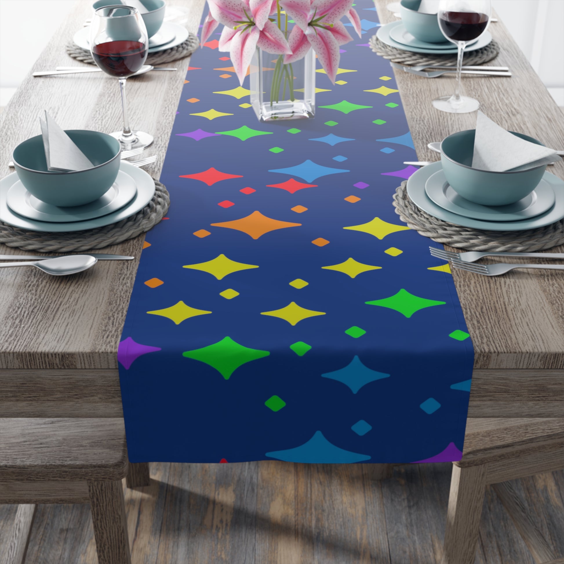 Rainbow Pride Stars Table Runner - Misfit Marketing Designs