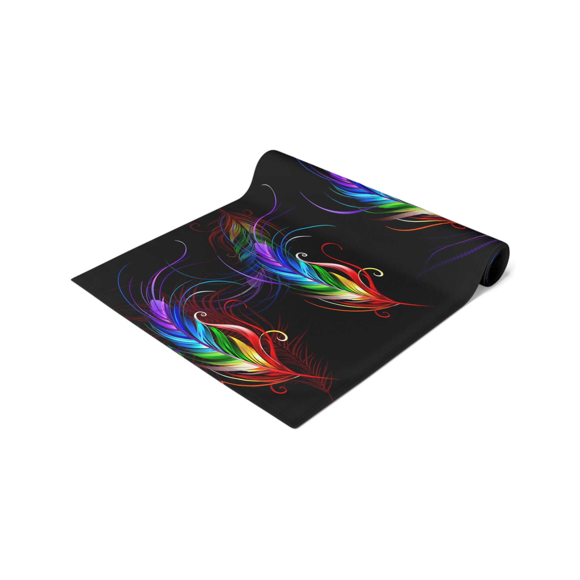 Rainbow Feathers Table Runner - Misfit Marketing Designs