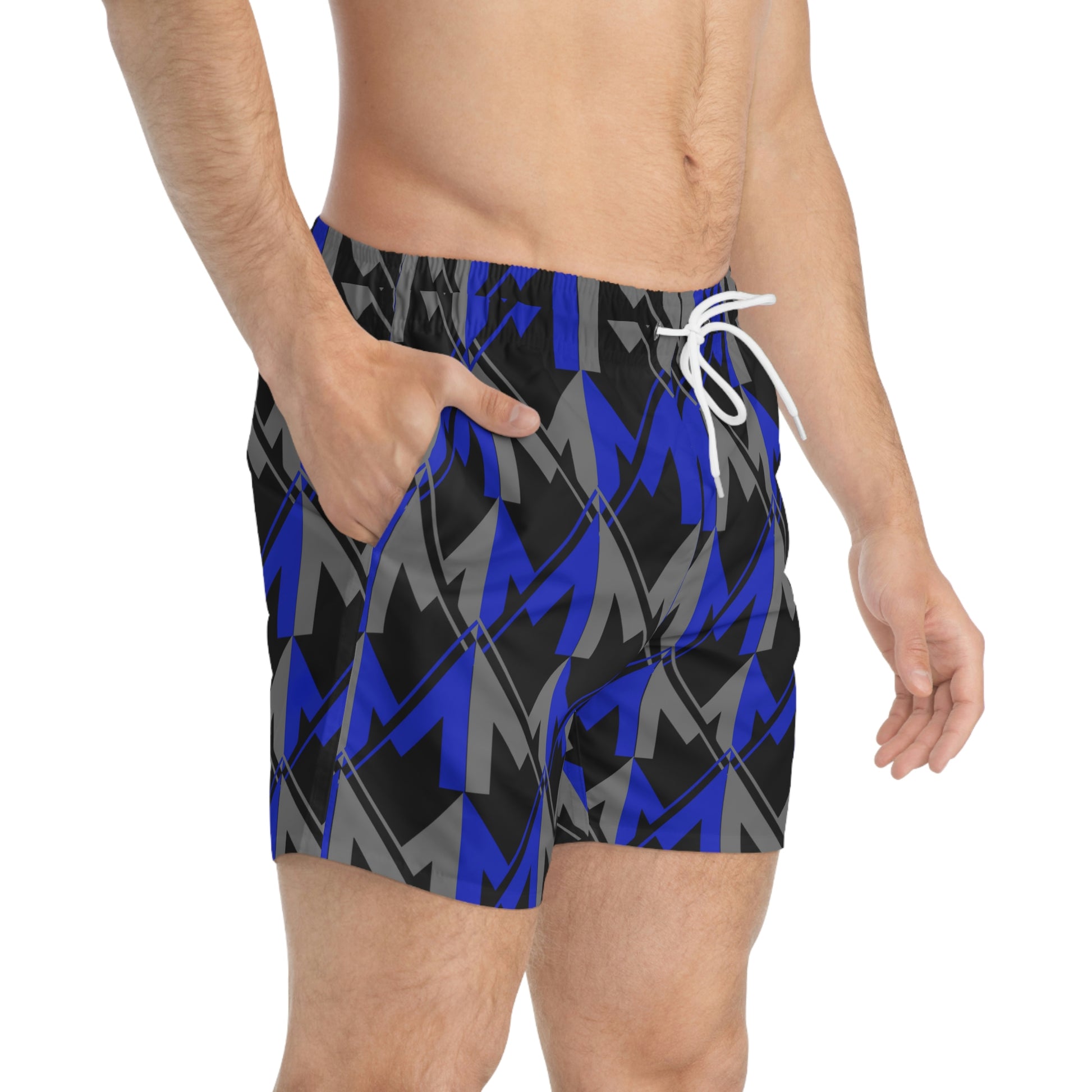 Men's Misfit Blue and Gray Swim Trunks - Misfit Marketing Designs