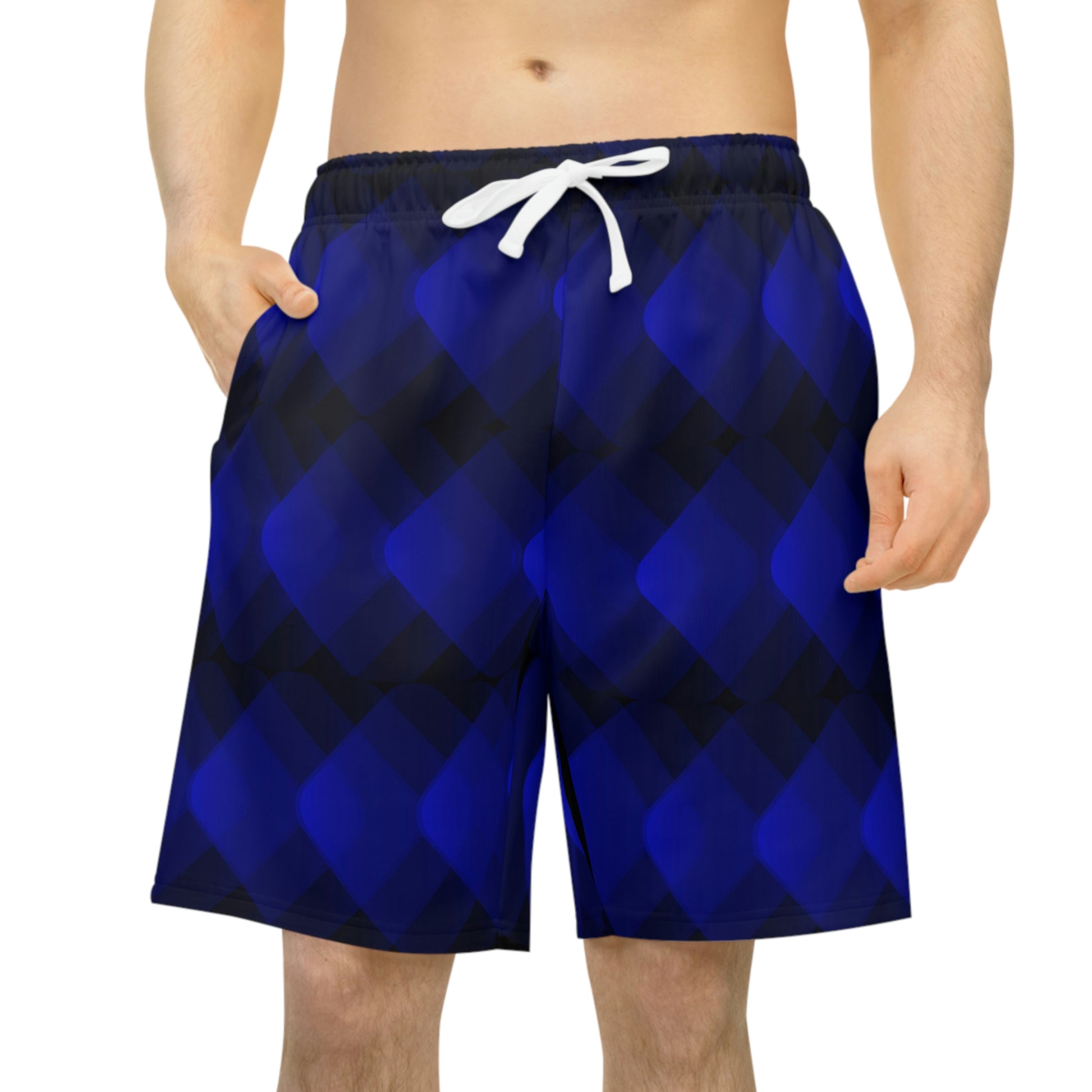 Black and Blue Modern Gradient Athletic Long Shorts - Misfit Marketing Designs